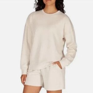 NWT Lazypants Women's Long Sleeve Luxe Crewneck Pullover Cream
